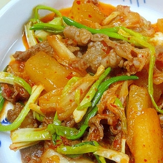 韓国料理風☆　「牛肉と冬瓜キムチ炒め」